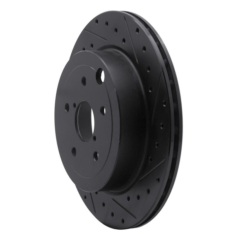 Subaru Impreza Brake Rotor (1) - Rear Right - R1 Concepts - Drilled & Slotted - Black - `08-`20